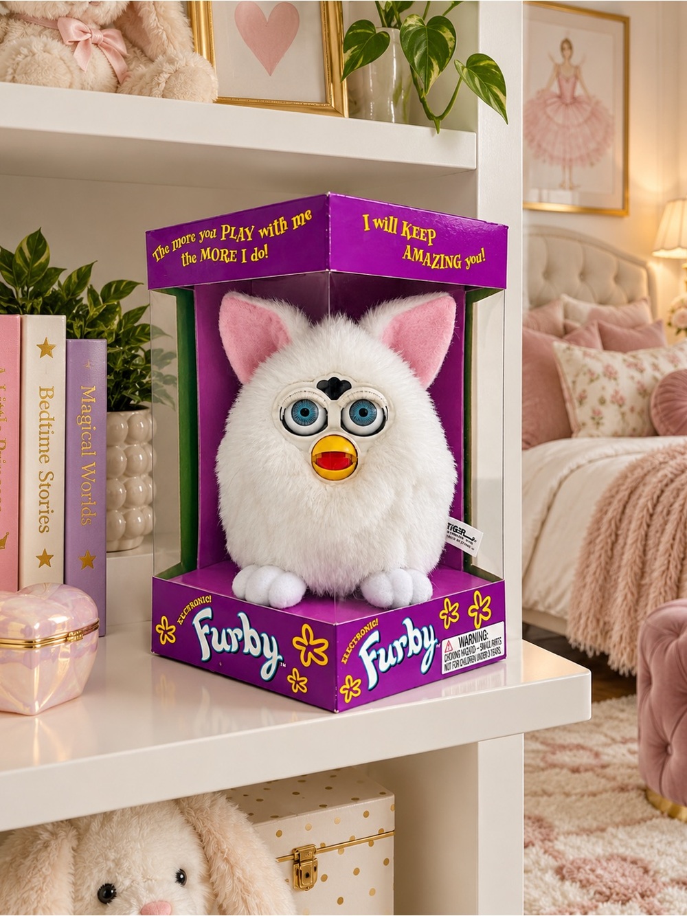 VTG Electronic White Furby Snowball Model 70-800 Tiger 1998 NIB